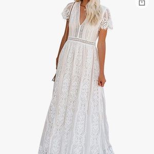 White lace maxi dress, perfect for a bride-to-be, size small